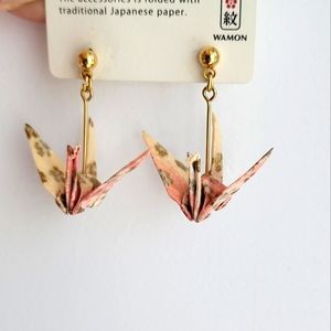 Japanese paper crane hand crafted earring